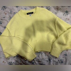 Cropped Lemon Lime Green Knit Sweater - Urban Outfitters